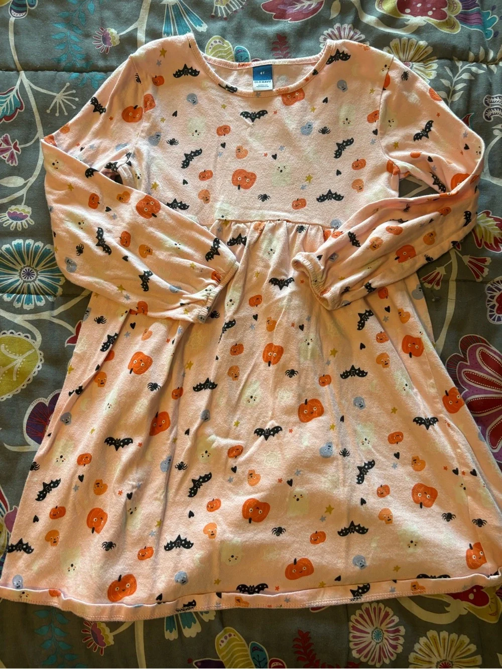 Old Navy Peach Halloween Bat & Pumpkin dress